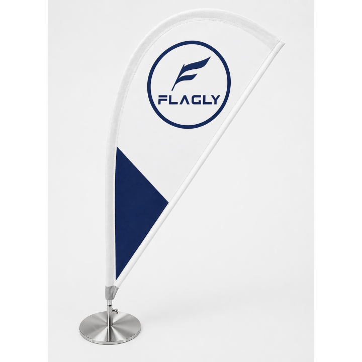 Tisch-Beachflags bedrucken | Mini Beachflags für Tisch & Theke