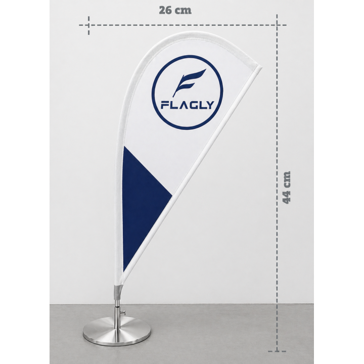 Tisch-Beachflags bedrucken | Mini Beachflags für Tisch & Theke