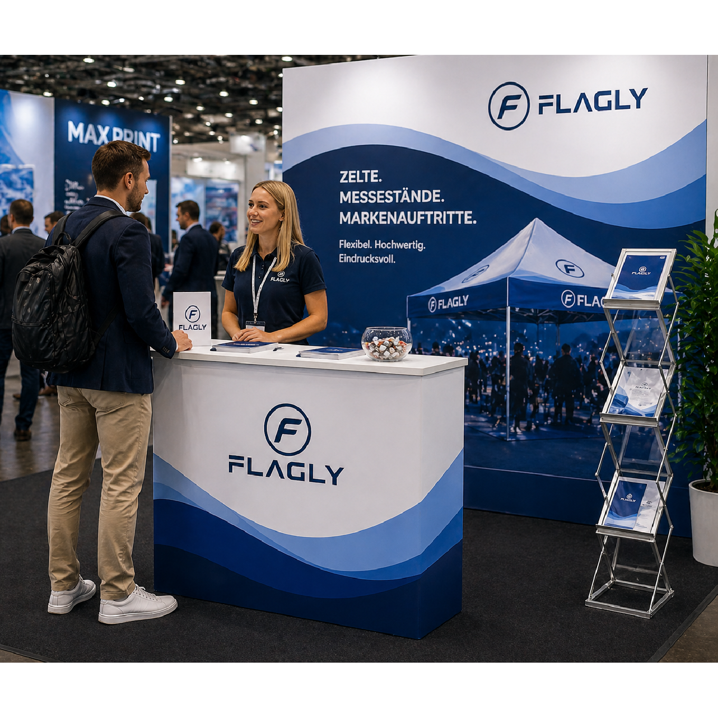 SEG Stand bedrucken | Messestand mit Textilbespannung