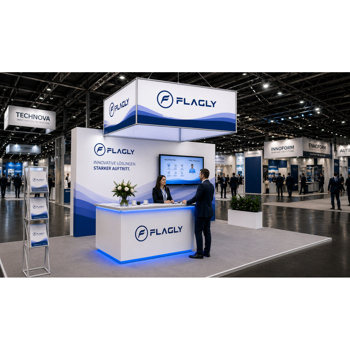 Deckensystem bedrucken | Messe Deckenhänger Kreis, Triangel, Viereck