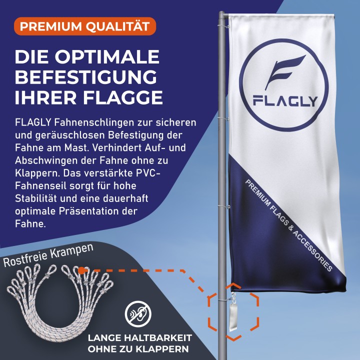 FLAGLY Premium Fahnenschlingen zur Fahnenbefestigung von Fahnen